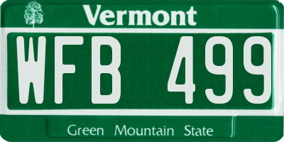 VT license plate WFB499