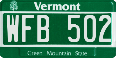 VT license plate WFB502