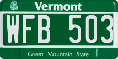 VT license plate WFB503