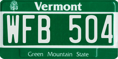 VT license plate WFB504