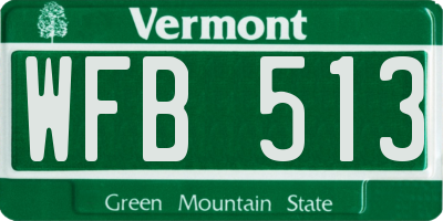 VT license plate WFB513