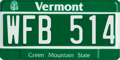 VT license plate WFB514