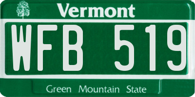 VT license plate WFB519