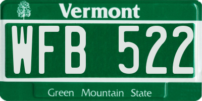 VT license plate WFB522