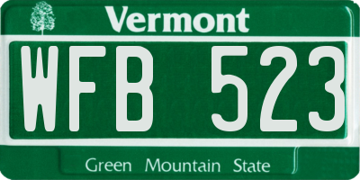 VT license plate WFB523