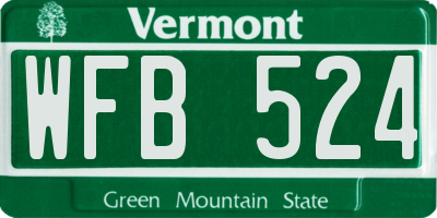 VT license plate WFB524