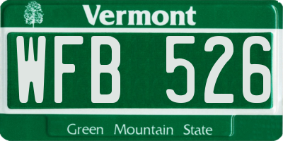 VT license plate WFB526