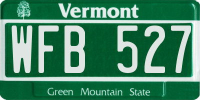 VT license plate WFB527