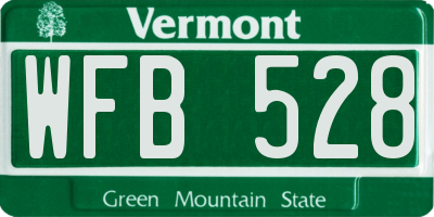VT license plate WFB528