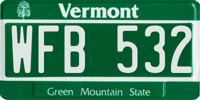 VT license plate WFB532