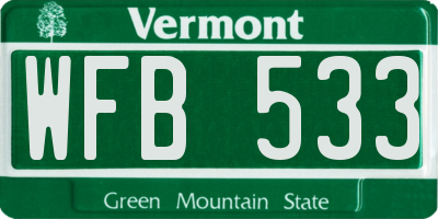 VT license plate WFB533