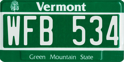 VT license plate WFB534