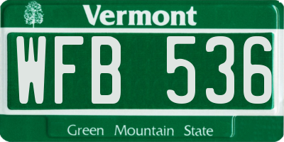 VT license plate WFB536