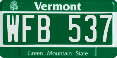 VT license plate WFB537