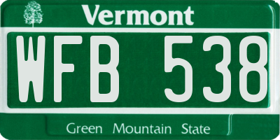 VT license plate WFB538