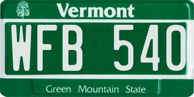 VT license plate WFB540