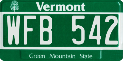 VT license plate WFB542