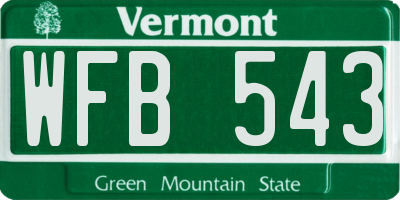 VT license plate WFB543