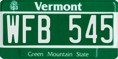 VT license plate WFB545