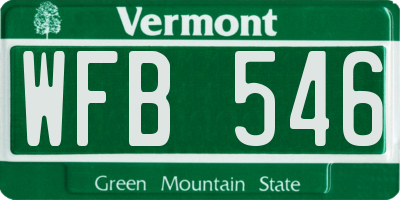VT license plate WFB546