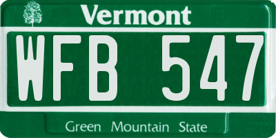 VT license plate WFB547