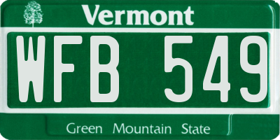 VT license plate WFB549
