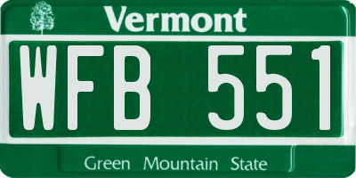 VT license plate WFB551