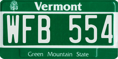 VT license plate WFB554