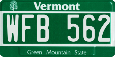 VT license plate WFB562