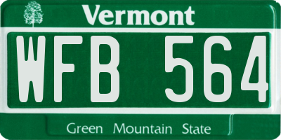 VT license plate WFB564