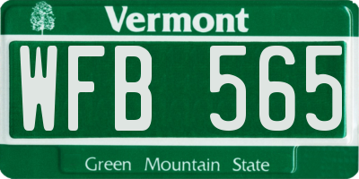 VT license plate WFB565