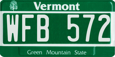 VT license plate WFB572