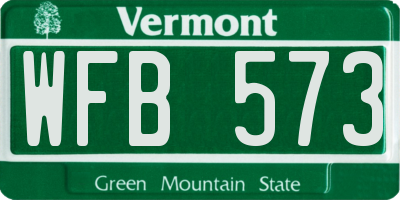 VT license plate WFB573
