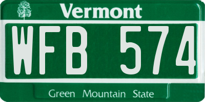 VT license plate WFB574
