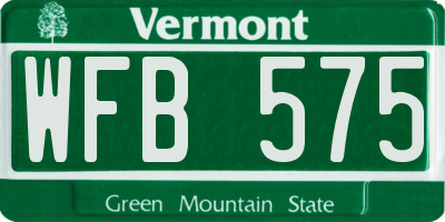 VT license plate WFB575