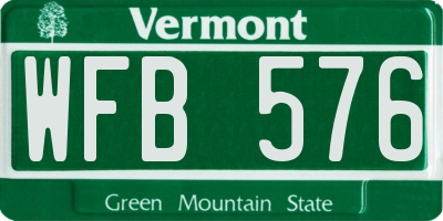 VT license plate WFB576