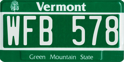 VT license plate WFB578