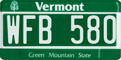VT license plate WFB580