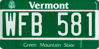 VT license plate WFB581