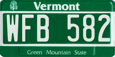 VT license plate WFB582