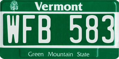 VT license plate WFB583