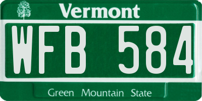 VT license plate WFB584