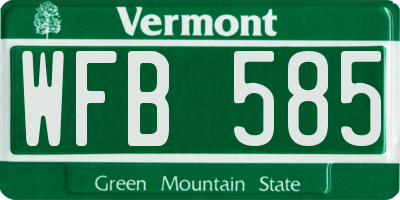 VT license plate WFB585
