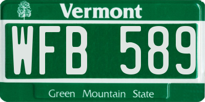 VT license plate WFB589