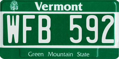 VT license plate WFB592