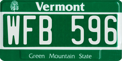 VT license plate WFB596