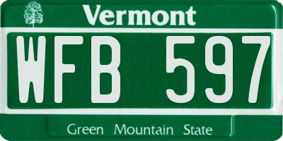 VT license plate WFB597