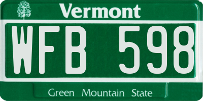 VT license plate WFB598