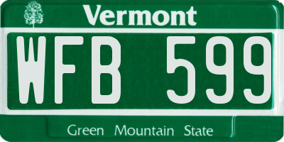 VT license plate WFB599
