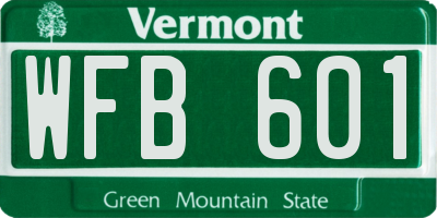 VT license plate WFB601
